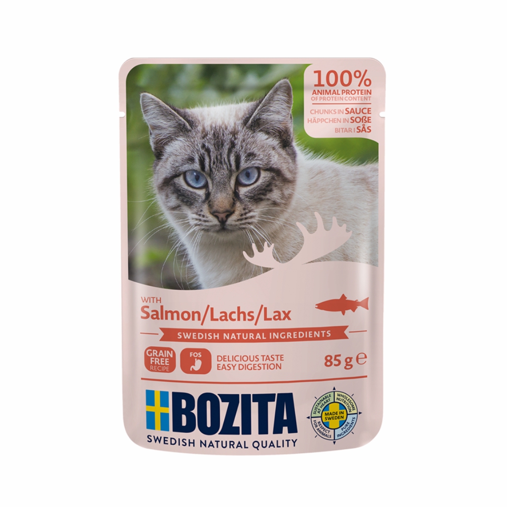 BOZITA saszetka kawałki w sosie z łososiem 85g
